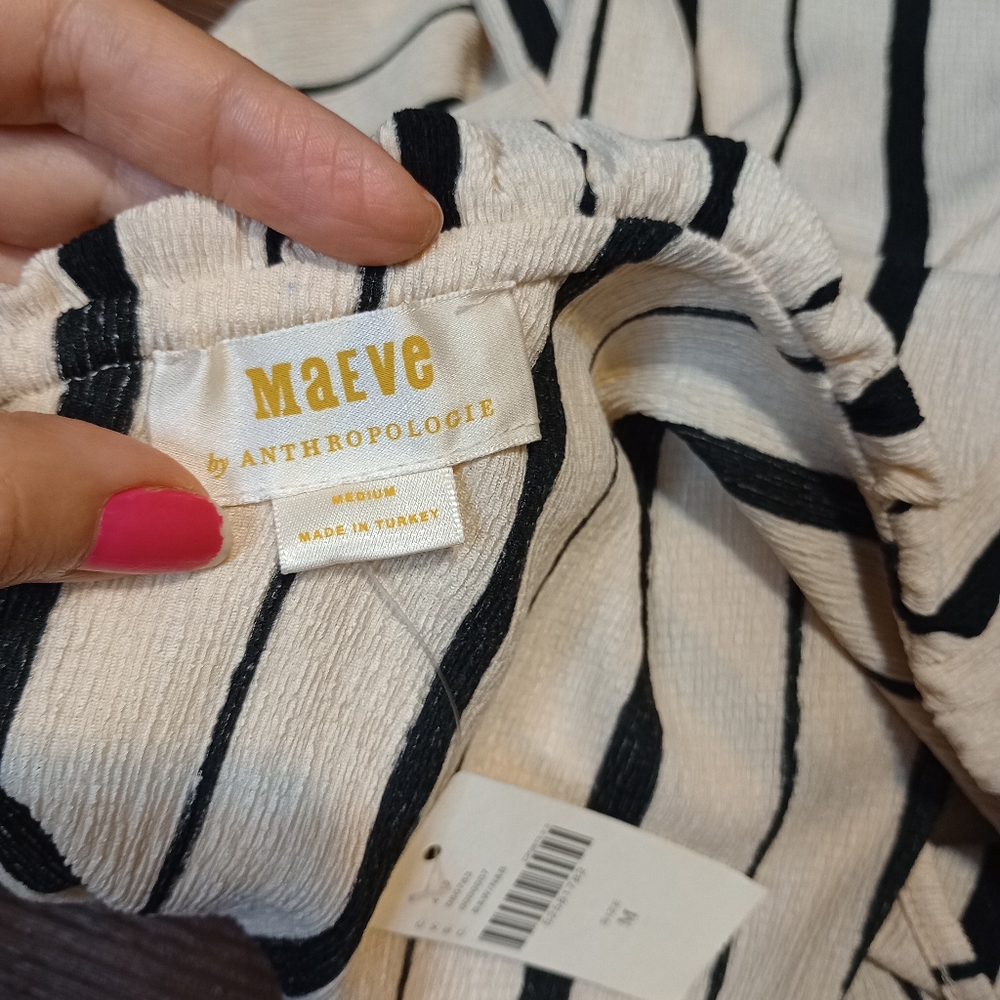 Anthropologie Maeve Rita striped One Shoulder ruffled top - Picture 5 of 9